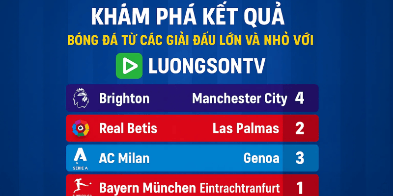 Khám phá kết quả bóng đá từ các giải đấu lớn và nhỏ với LuongsonTV
